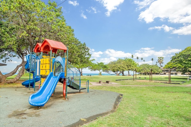 communal playground with a yard