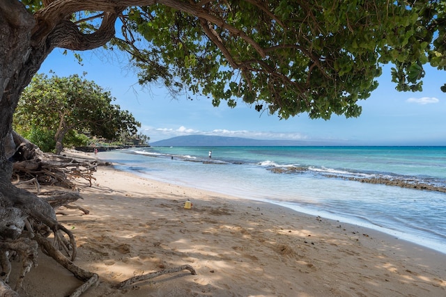 view of water feature with a view of the beach