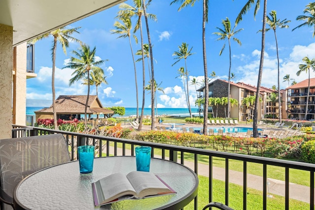 balcony with a water view