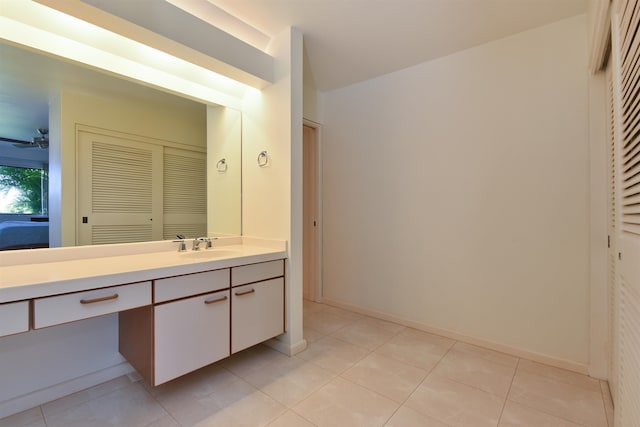 bathroom with vanity and tile patterned floors