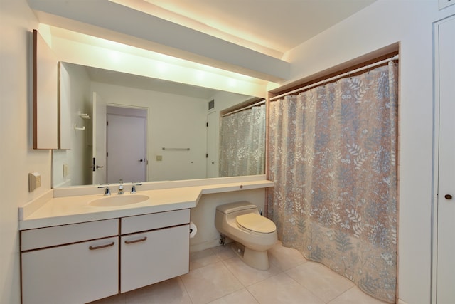 bathroom featuring vanity, toilet, and tile patterned floors