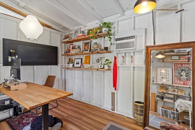 568 Hana Hwy Unit B, Paia, HI 96779 - office space featuring wood finished floors and an AC wall unit