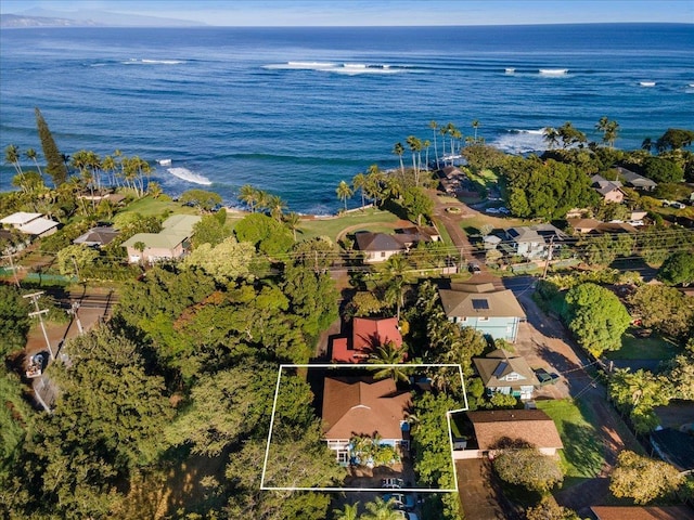568 Hana Hwy Unit B, Paia, HI 96779 - aerial perspective of suburban area with property boundaries highlighted and a nearby body of water