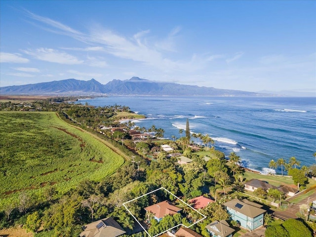 568 Hana Hwy Unit B, Paia, HI 96779 - aerial overview of property's location featuring a water and mountain view and property parcel outlined