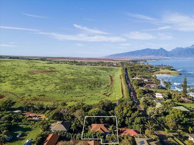 568 Hana Hwy Unit B, Paia, HI 96779 - aerial view of property and surrounding area featuring property parcel outlined and a water and mountain view