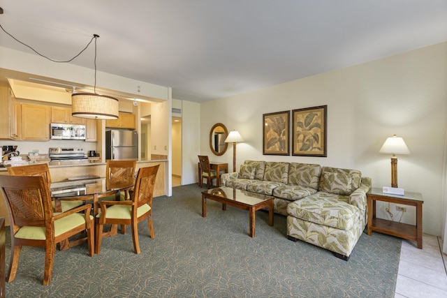 living room featuring tile patterned floors