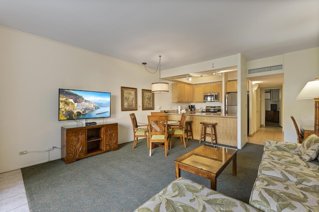 view of tiled living room