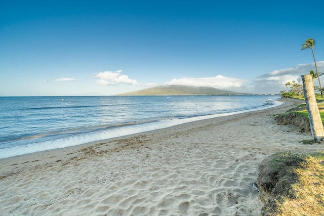 view of water feature with a view of the beach