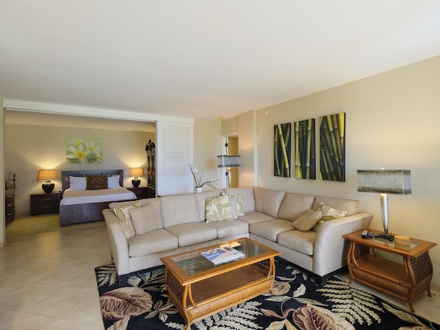 view of tiled living room