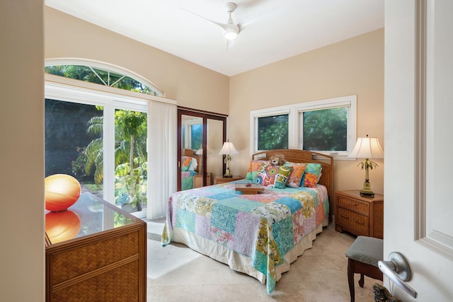 bedroom featuring ceiling fan