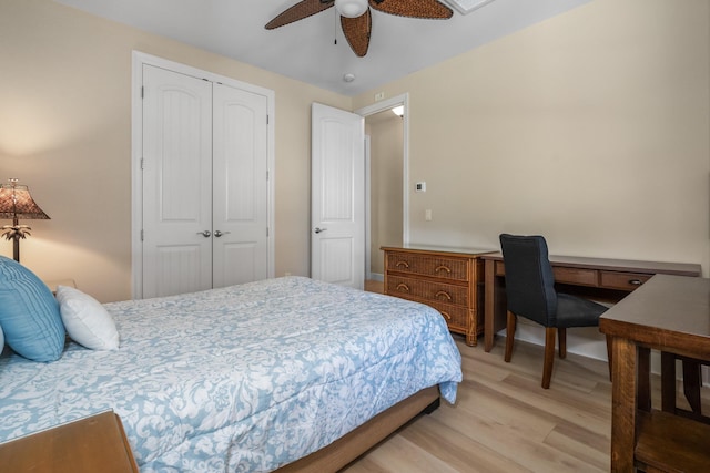 1387 Hihimanu St Unit 16, Kihei, HI 96753 - bedroom with ceiling fan, light hardwood / wood-style floors, and a closet