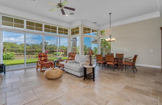 1387 Hihimanu St Unit 16, Kihei, HI 96753 - sunroom / solarium with ceiling fan with notable chandelier