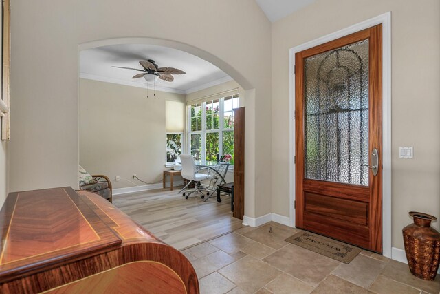 1387 Hihimanu St Unit 16, Kihei, HI 96753 - foyer featuring crown molding and ceiling fan