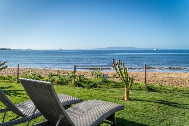 water view with a view of the beach and a mountain view