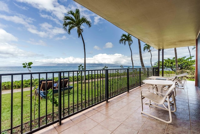 balcony with a water view