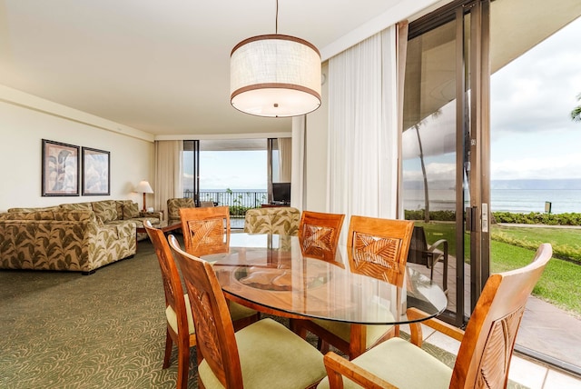 view of carpeted dining area