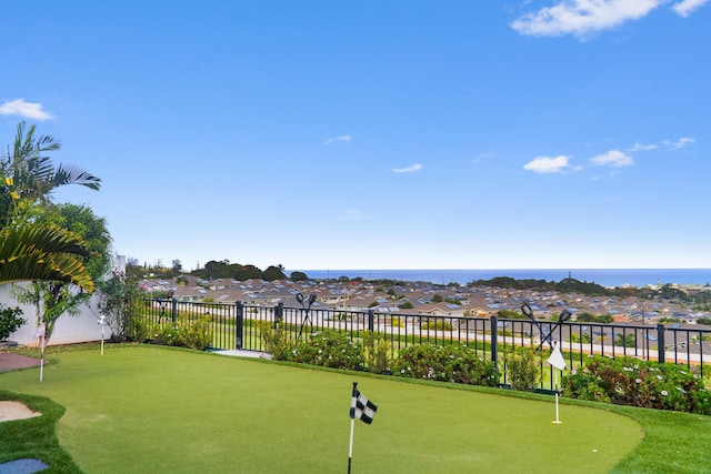 view of home's community with a water view