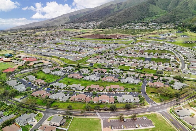 bird's eye view with a residential view and a mountain view