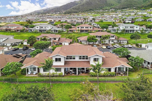 bird's eye view with a residential view and a mountain view