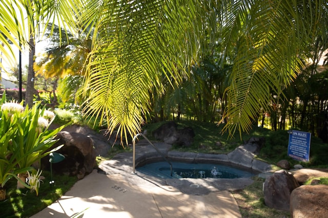 view of pool with a community hot tub