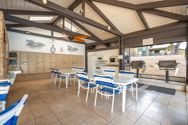 1299 Uluniu Rd Unit 106C, Kihei, HI 96753 - view of patio with an outdoor kitchen, a gazebo, a ceiling fan, and outdoor dining area