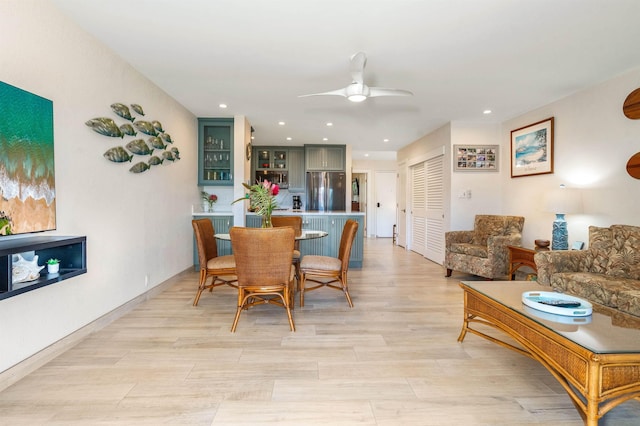 1299 Uluniu Rd Unit 106C, Kihei, HI 96753 - dining area with ceiling fan, recessed lighting, and light wood finished floors