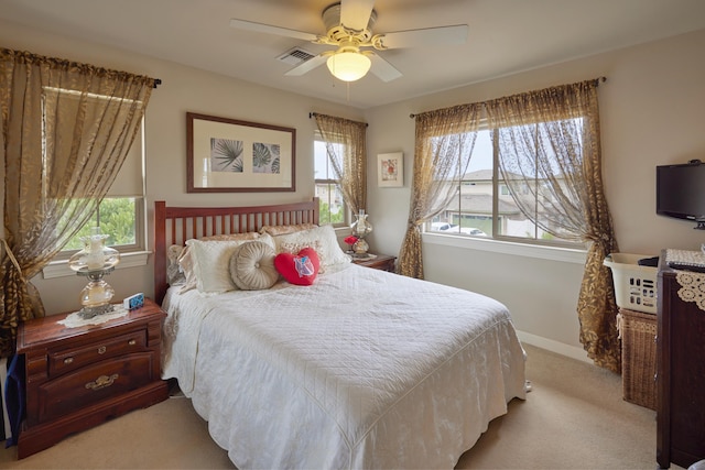 62 Meheu Cir, Kahului, HI 96732 - bedroom with visible vents, baseboards, a ceiling fan, and carpet flooring