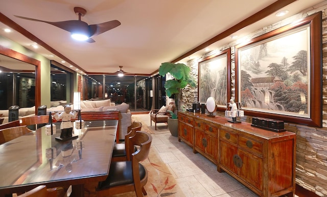 dining room with ceiling fan