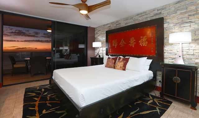 bedroom featuring a closet and ceiling fan