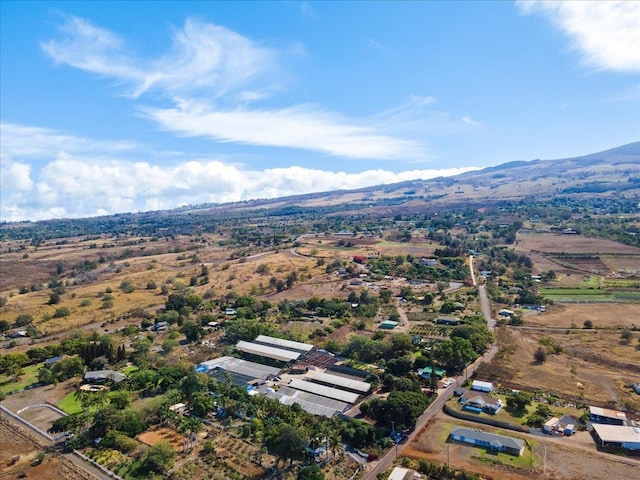 birds eye view of property with a mountain view