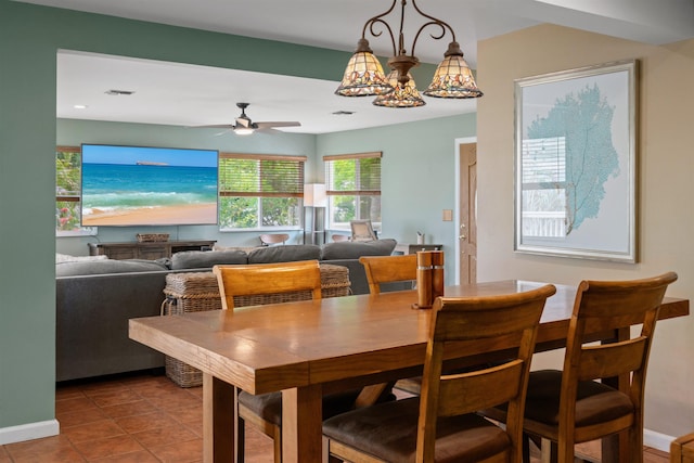 473 Kalalau Pl, Kihei, HI 96753 - tiled dining area with ceiling fan and baseboards