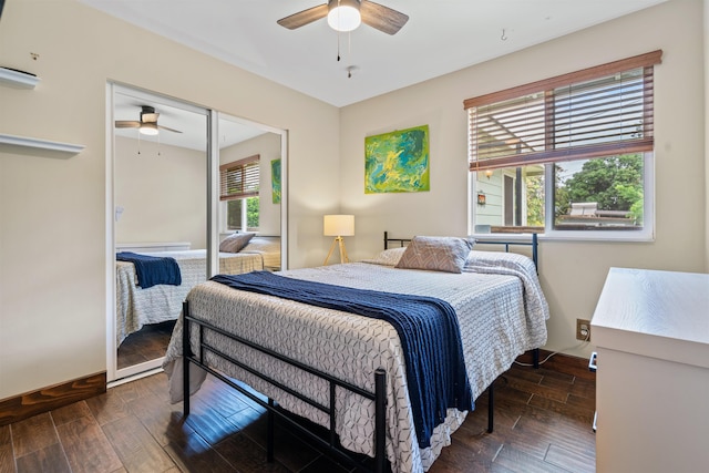 473 Kalalau Pl, Kihei, HI 96753 - bedroom featuring wood finished floors, a ceiling fan, a closet, and baseboards
