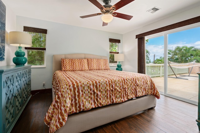 473 Kalalau Pl, Kihei, HI 96753 - bedroom with access to outside, wood finished floors, and a ceiling fan