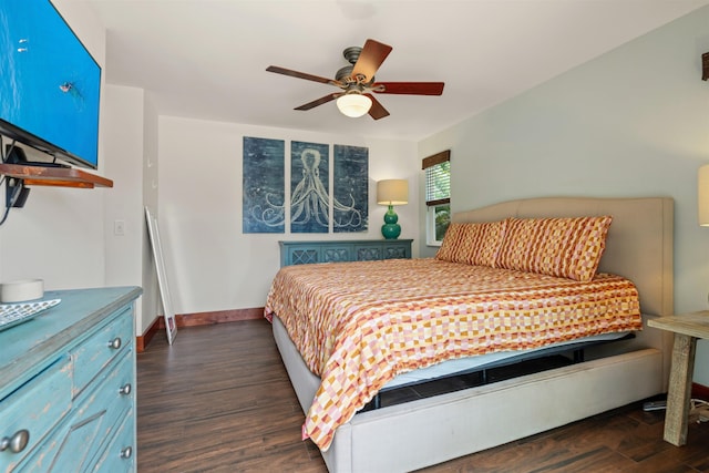 473 Kalalau Pl, Kihei, HI 96753 - bedroom with dark wood-type flooring, baseboards, and a ceiling fan