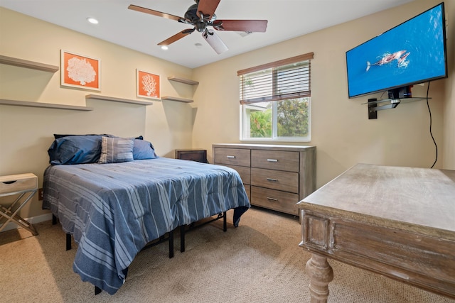 473 Kalalau Pl, Kihei, HI 96753 - bedroom featuring light colored carpet, recessed lighting, a ceiling fan, and baseboards