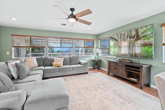 473 Kalalau Pl, Kihei, HI 96753 - living area featuring ceiling fan, baseboards, and recessed lighting