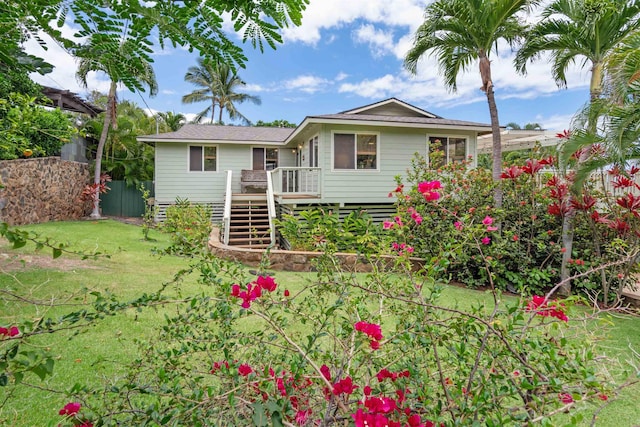 473 Kalalau Pl, Kihei, HI 96753 - rear view of house with stairs and a wooden deck