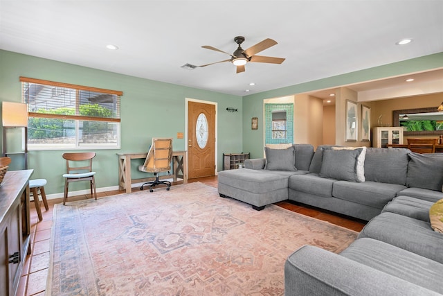 473 Kalalau Pl, Kihei, HI 96753 - living area with ceiling fan, recessed lighting, and baseboards