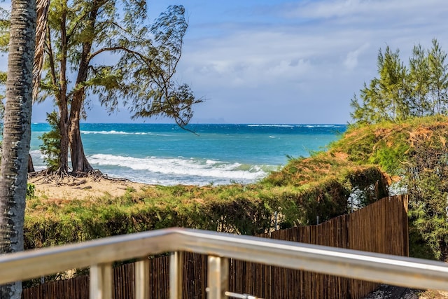 property view of water with a beach view