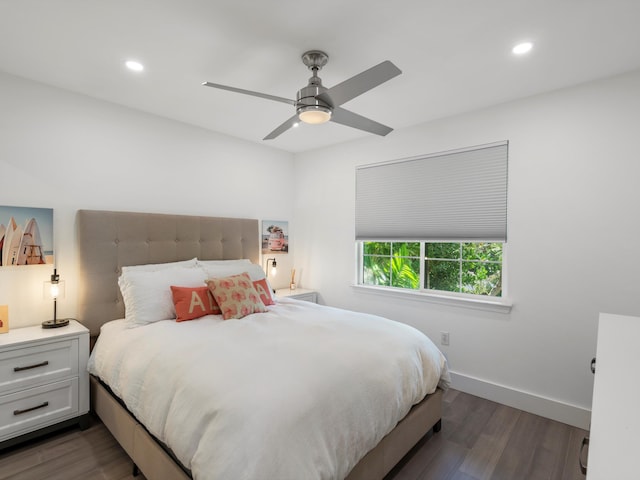 3950 Kalai Waa St Unit C202, Kihei, HI 96753 - bedroom with dark wood-style flooring, recessed lighting, and a ceiling fan