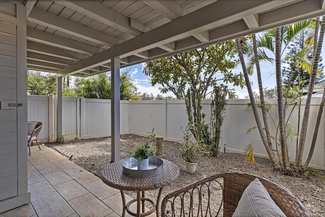 view of patio featuring a fenced backyard