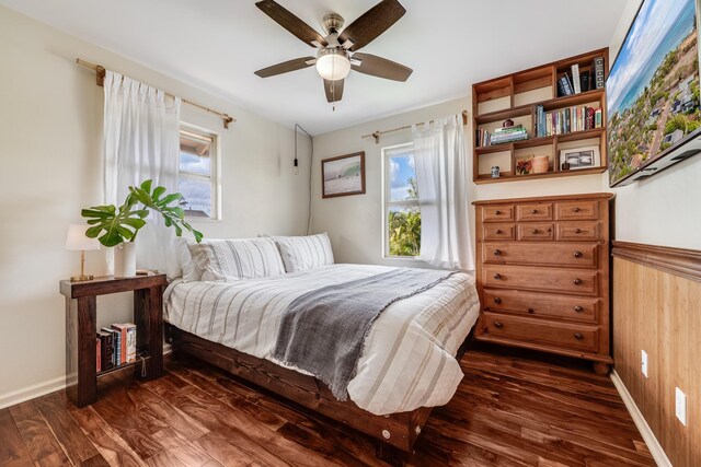 19 Hoku Pl, Paia, HI 96779 - bedroom featuring dark wood finished floors and a ceiling fan