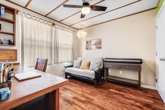 19 Hoku Pl, Paia, HI 96779 - office area with a ceiling fan and wood finished floors