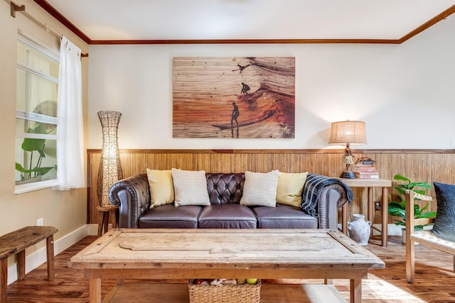 19 Hoku Pl, Paia, HI 96779 - living room with ornamental molding, wood finished floors, and baseboards