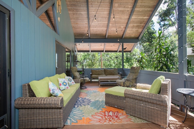 exterior space featuring an outdoor living space