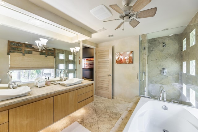 160 Pualei Dr Unit 160-4, Lahaina, HI 96761 - bathroom featuring healthy amount of natural light, a shower stall, a bath, and double vanity
