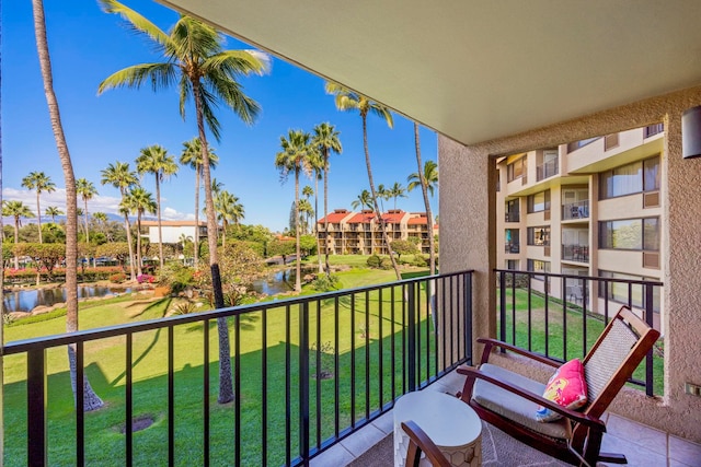 balcony with a water view