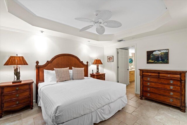 4850 Makena Alanui Rd Unit F-108, Kihei, HI 96753 - bedroom featuring ornamental molding, a tray ceiling, and visible vents