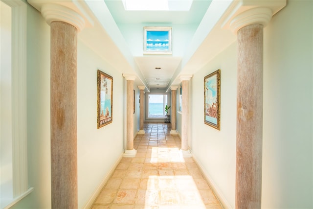 hallway with decorative columns