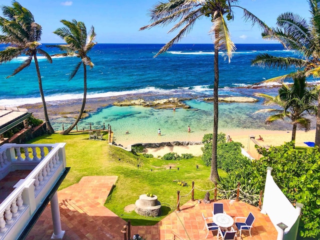 view of water feature featuring a beach view